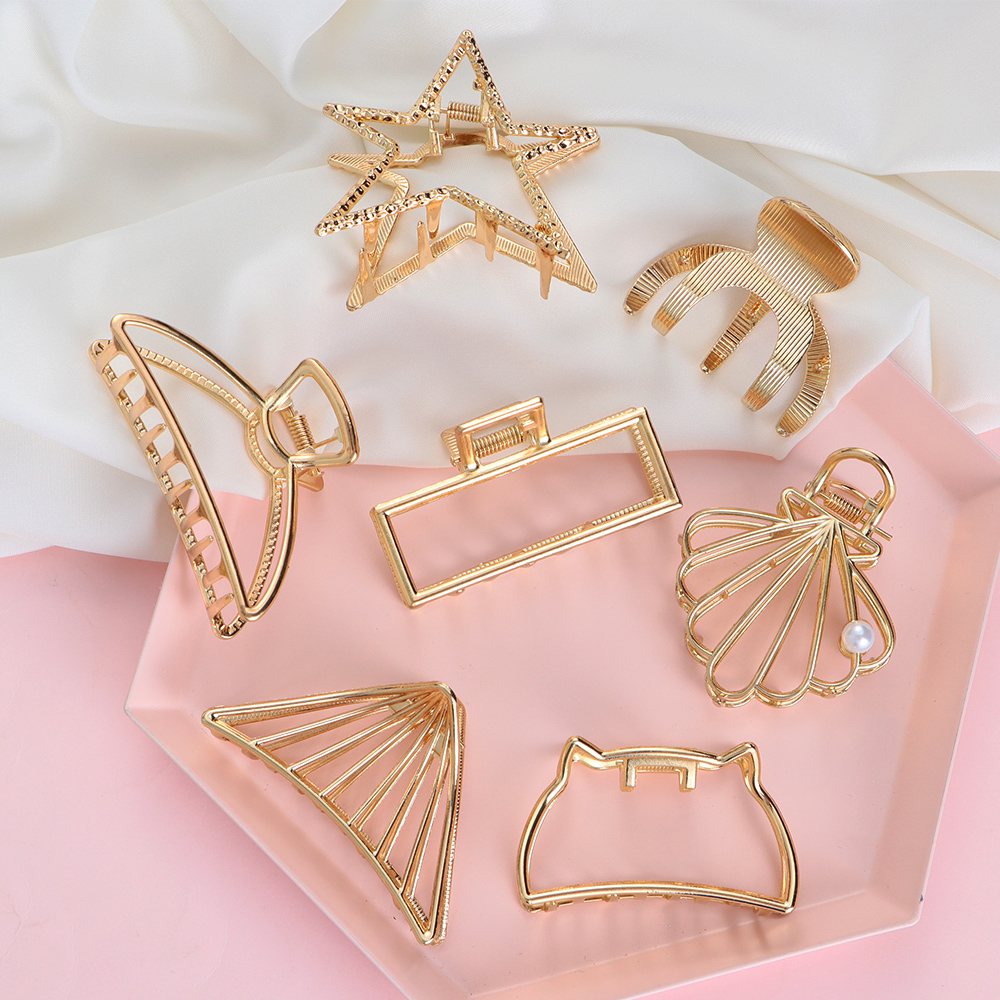 Kẹp Tóc Kim Loại Kiểu Dáng Hình Học Đơn Giản Thời Trang Cho Nữ