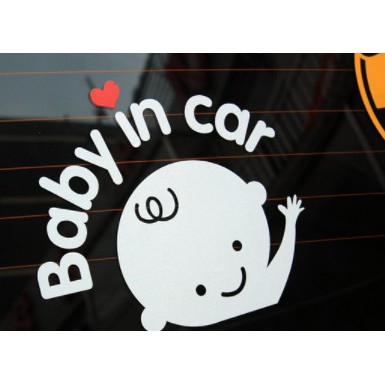 Tem decal phản quang BABY IN CAR cảnh báo cá tính khi có bé trong xe hơi