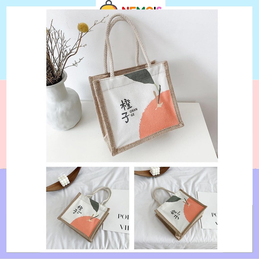 Túi cói đi biển phong cách Vintage, túi xách nữ mini thời trang kiểu dáng Hàn Quốc