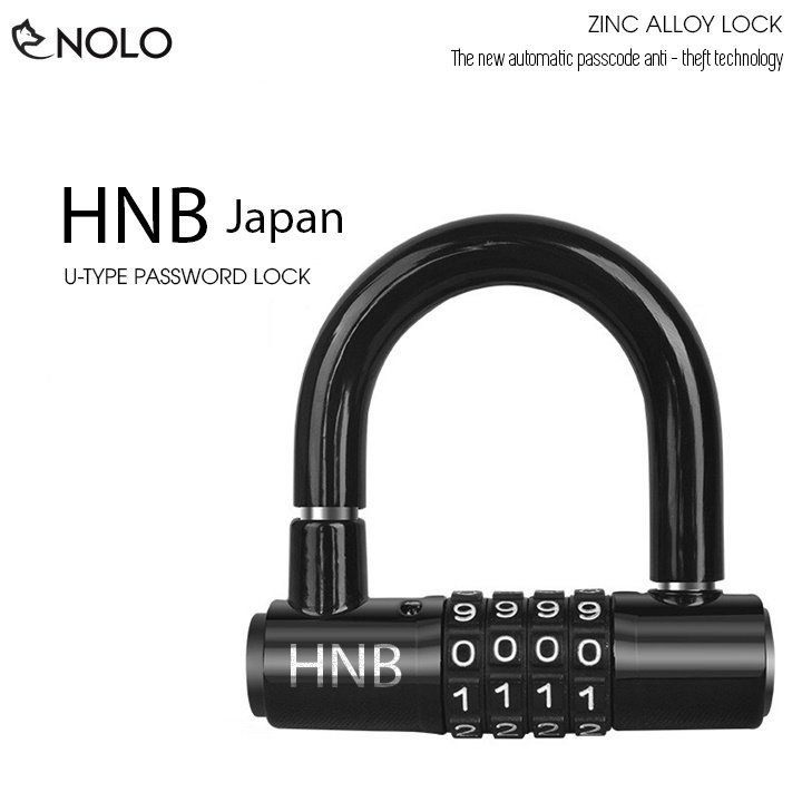 Ổ Khóa Chữ U 4 Số HNB Càng Khóa 12mm Chống Cắt Chống Khoan Chống Cưa An Toàn Chịu Va Đập