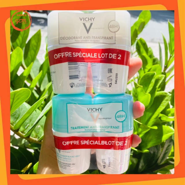 Lăn Khử Mùi Vichy Traitement Anti - Transpirant 48H 50ml Dành Cho Người Nặng Mùi, Nhiều Mồ Hôi - Gem Official Store
