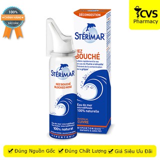 Xịt Mũi Sterimar Blocked Nose (nez bouché) - Dùng cho trẻ em từ 3 tuổi trở lên - thông mũi - Chai 50ml - cvspharmacy