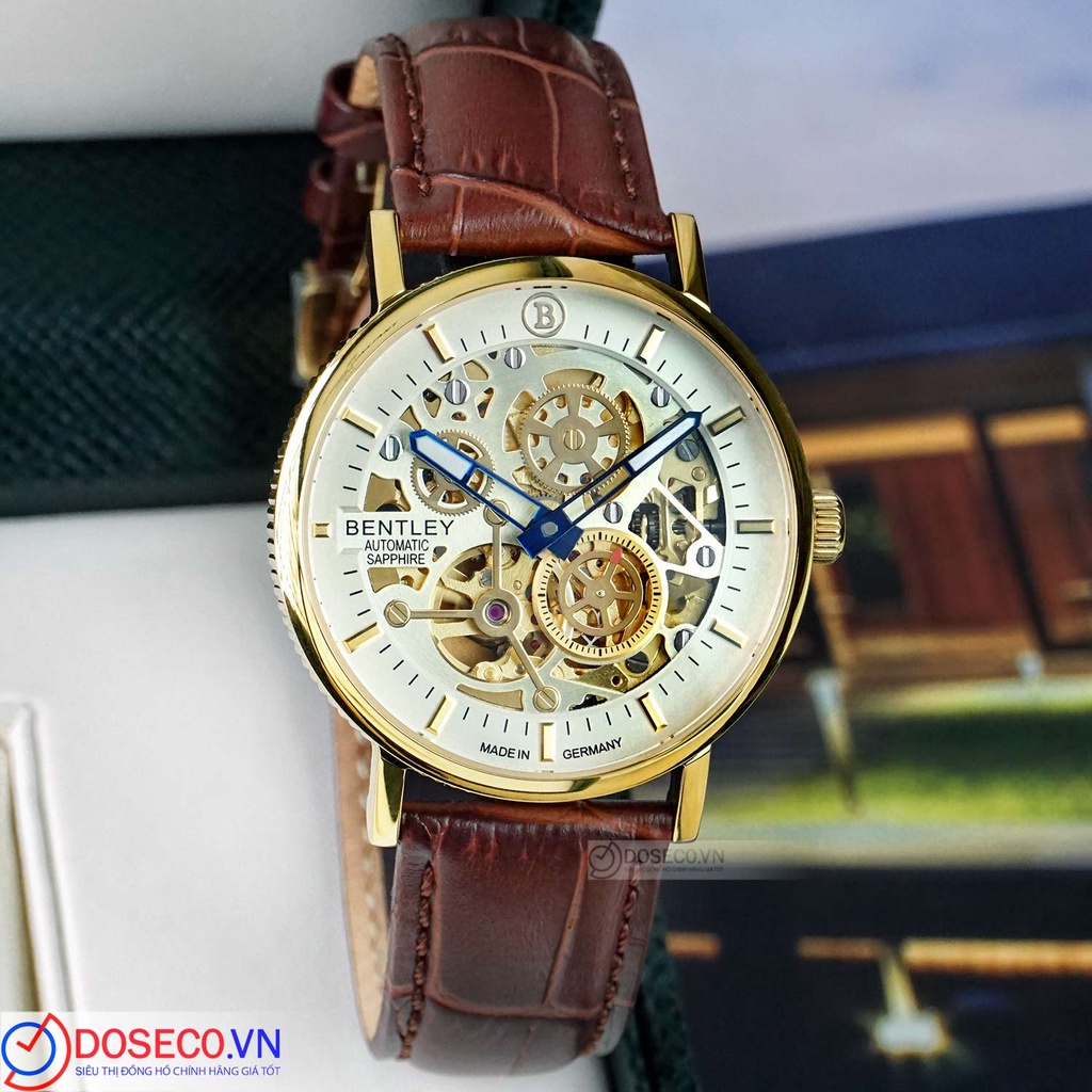 Đồng Hồ Nam Bentley Skeleton BL1833-25MKKD-AMK-GL-V Chính Hãng Kính Sapphire, Dây Da Cao Cấp, Chống Nước Tốt