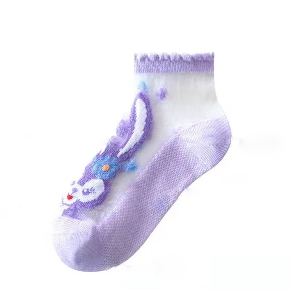 Set 5 Đôi Vớ Siêu Mỏng Trong Suốt Thoáng Khí In Họa Tiết Hoạt Hình Dễ Thương Cho Bé Gái