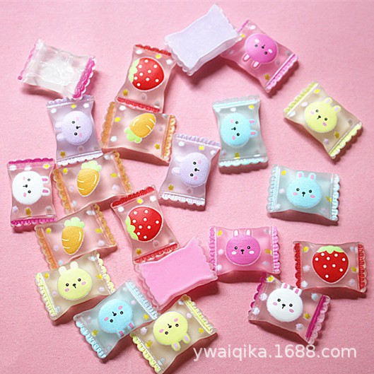 Charm (C89) slime/ Dụng Cụ Charm Trang Trí [Ko Keo &amp; Nút] Hình Vỏ Kẹo (2.1x1.4 cm) - 01 Cái