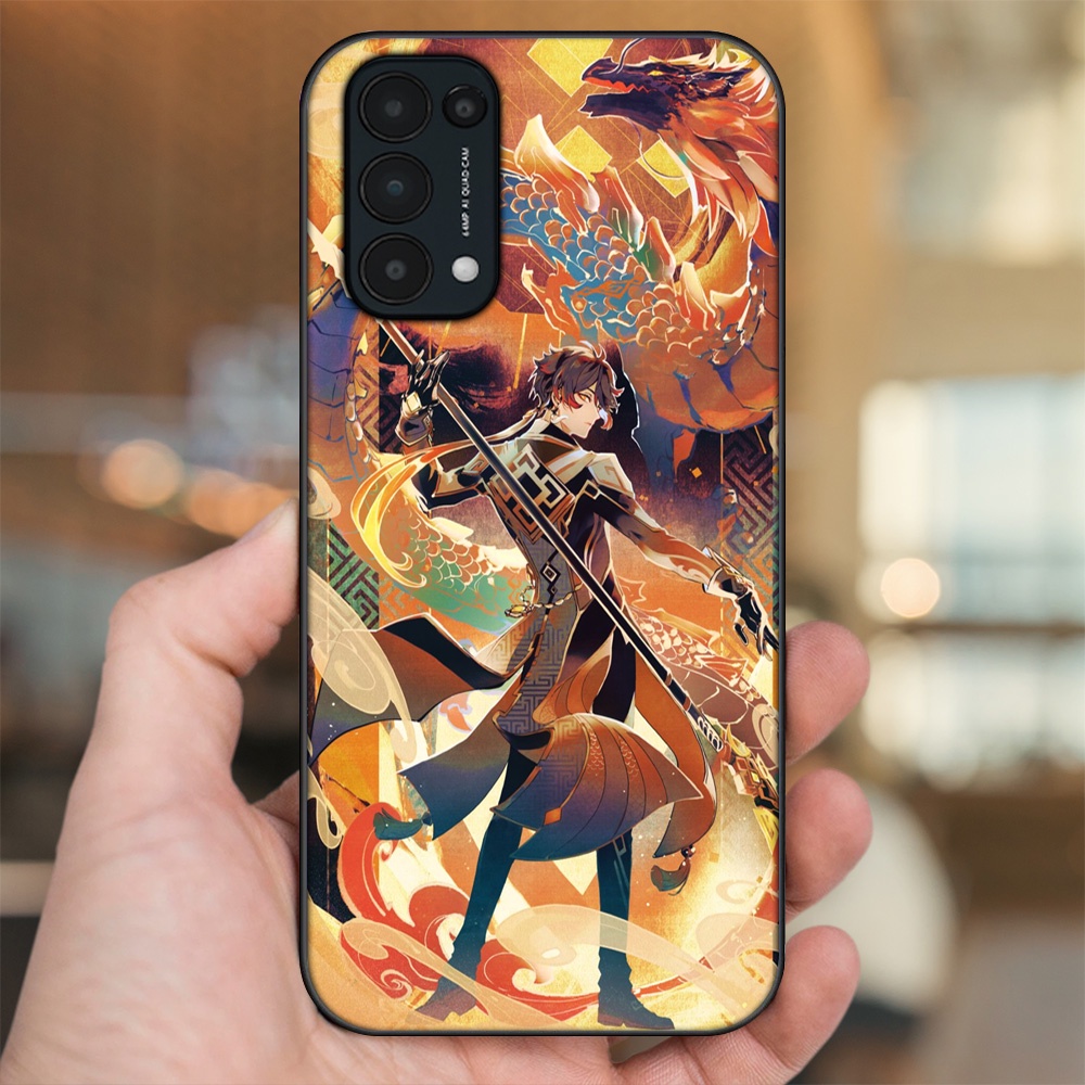 Ốp lưng Oppo Reno 5 viền đen in hình Zhongli Genshin Impact