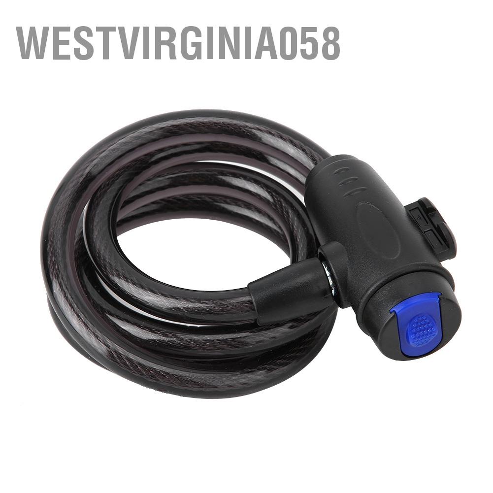 Westvirginia058 Bike Bicycle Cycling Riding Steel Cable Chain Lock Anti theft Security Black