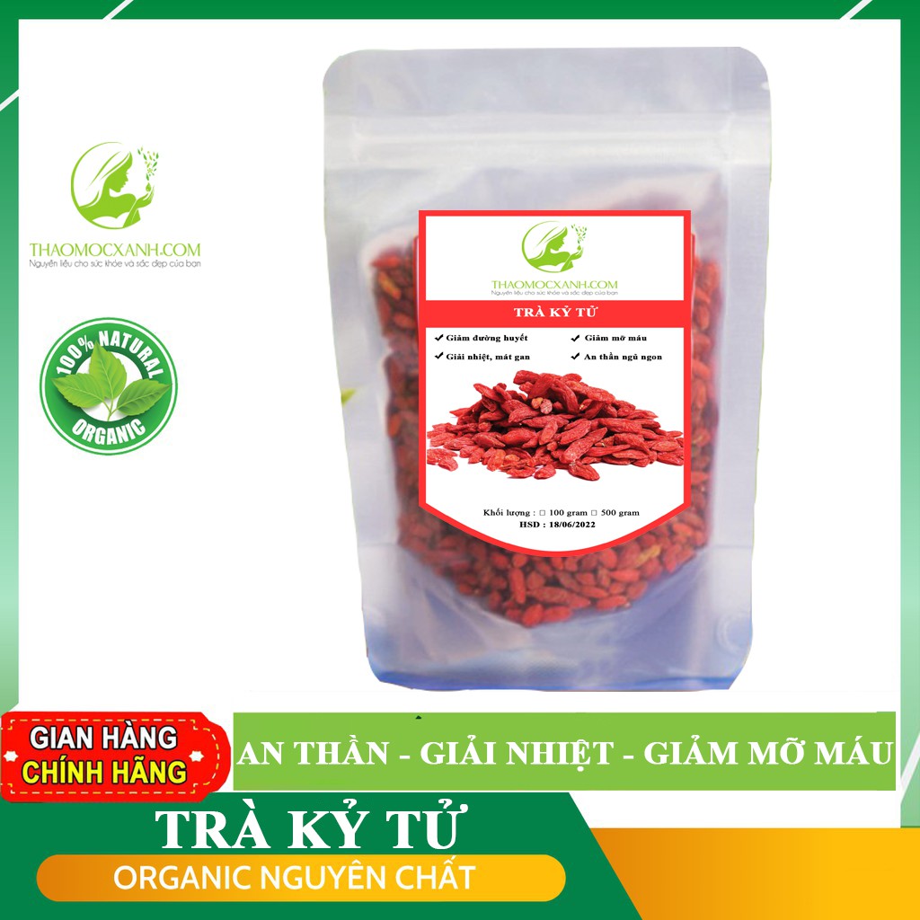 Câu Kỷ Tử  Đỏ gói 100g - Thảo Mộc Xanh. Loại Hảo Hạng