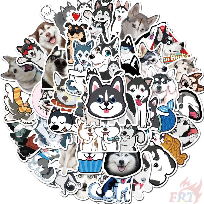 Set 50 Sticker Dán Hình Chó Husky Chống Thấm Nước