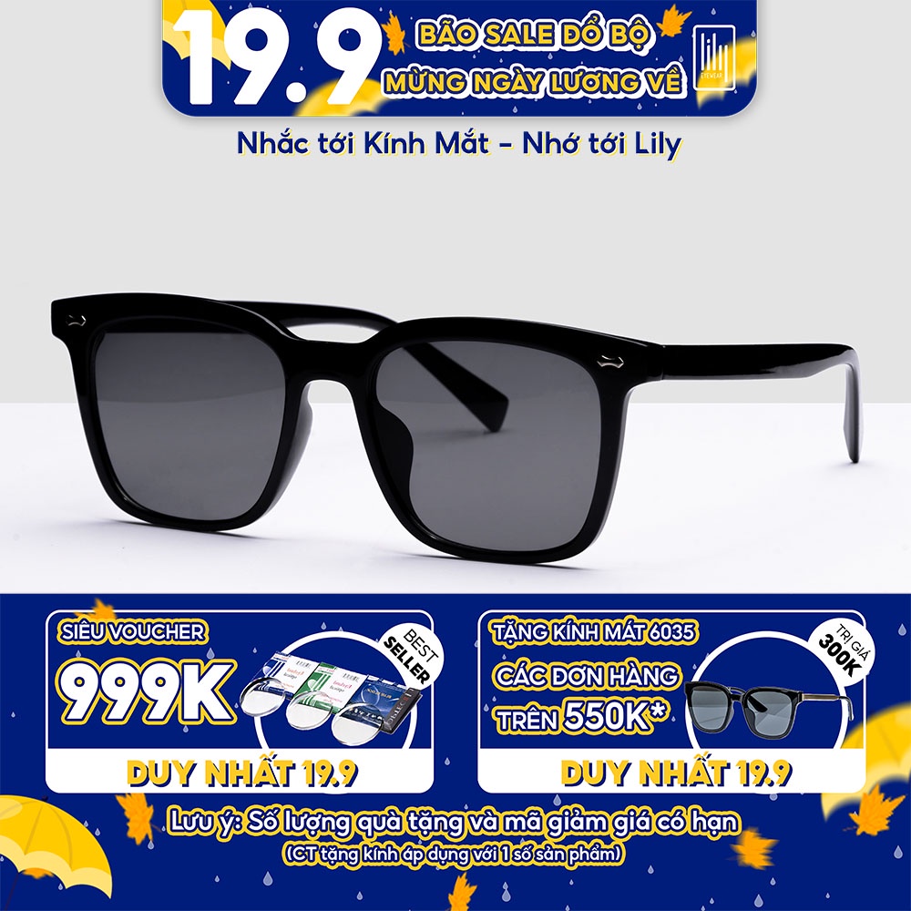 Kính mát nam nữ LILYEYEWEAR mắt vuông chống UV400 dáng cơ bản dễ đeo hoạ tiết thời trang 0818