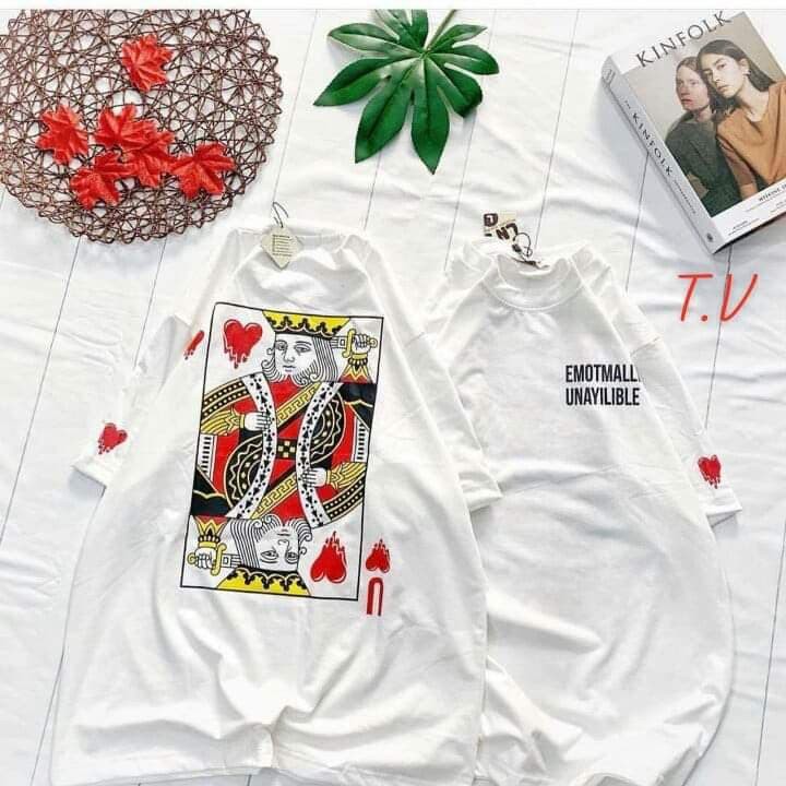 Aó thun tay lỡ unsiex ♥️FREESHIP♥️ form unisex in hình lá bài