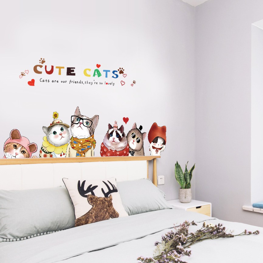 Decal dán tường Những chú mèo tinh nghịch đáng yêu