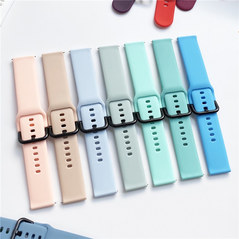 Dây Đeo Silicon 20mm 22mm 42mm 46mm Cho Đồng Hồ Thông Minh Samsung Galaxy Watch 3 42mm Active 2 Gear S2 Huawei GT 2/2e/Pro Amazfit Bip