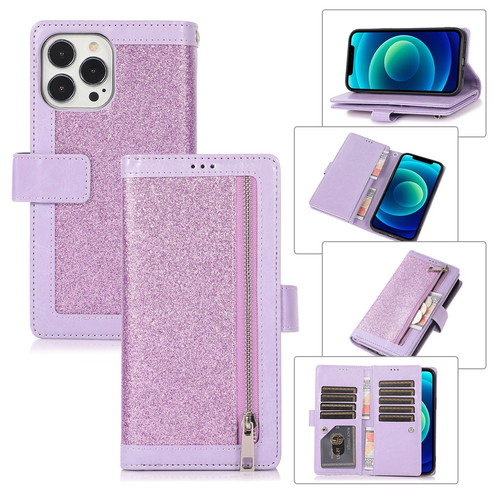 Bao Da Điện Thoại Nắp Lật Từ Tính Chống Sốc Có 9 Ngăn Đựng Thẻ Và Dây Đeo Cho iphone 14 11 12 13 pro max x xr xs 7 8 plus