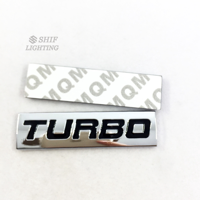 Decal kim loại họa tiết chữ TURBO trang trí đuôi xe ô tô