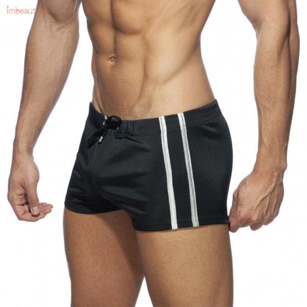 Quần Bơi Boxer Ngắn Thoáng Khí Nhanh Khô Có Dây Cột Cho Nam