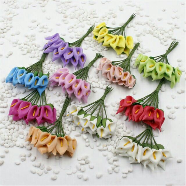 Set 12 hoa Calla lily (Arum) mút xốp - Nguyên liệu làm thiệp, trang trí handmade