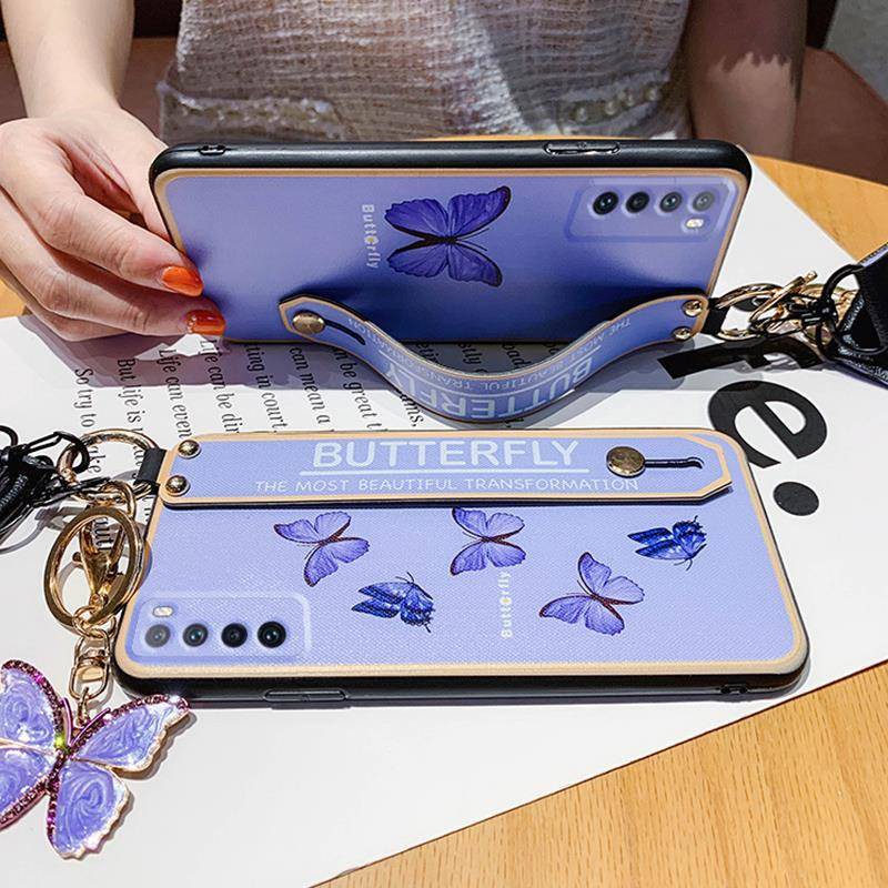 Vỏ điện thoại hình bướm, dây đeo cổ tay, dây buộc, chống rơi trí thun ngắn tay | BigBuy360 - bigbuy360.vn