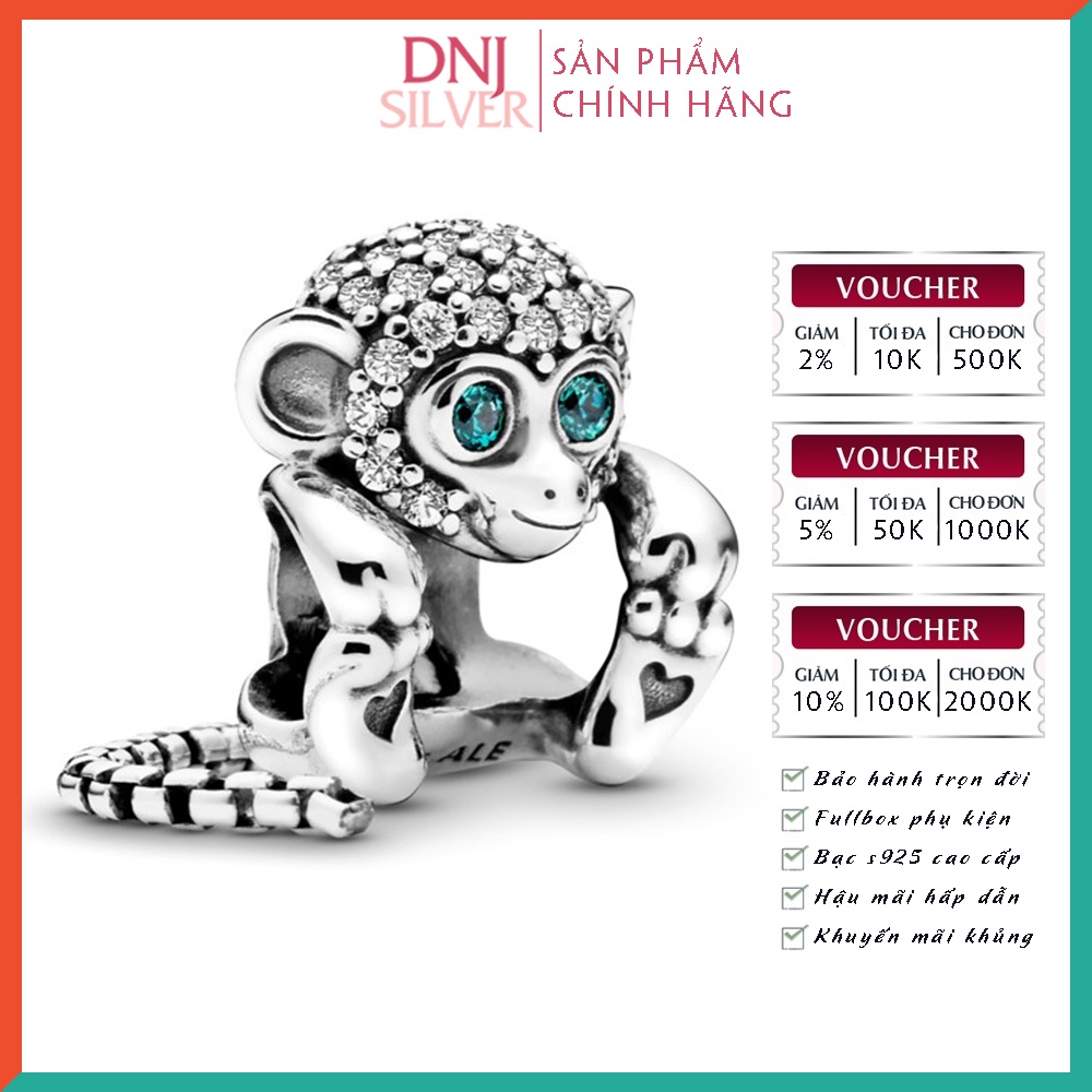 Charm bạc 925 cao cấp, hàng chuẩn bạc - Charm Pavé Monkey thích hợp để mix vòng tay charm - DN180