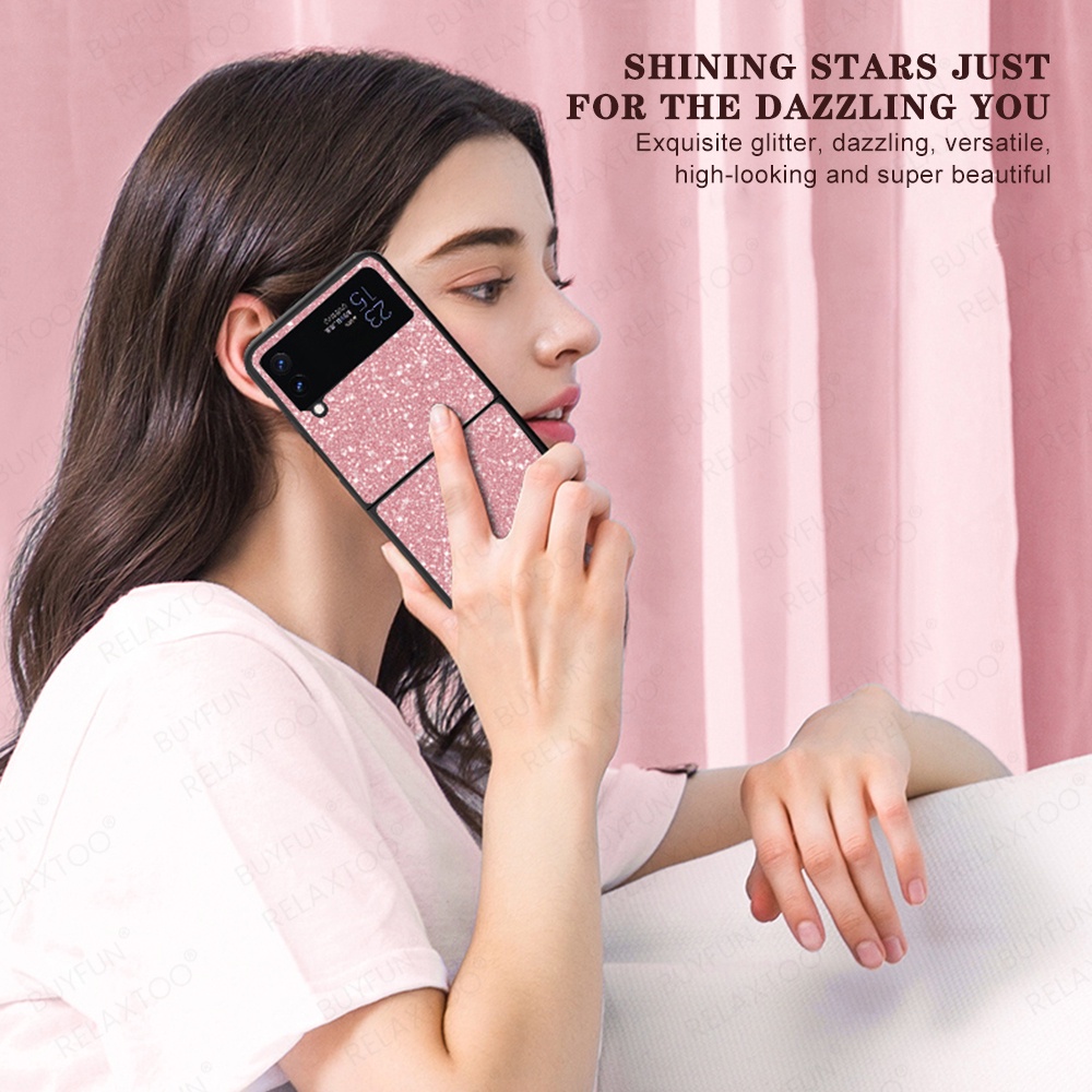 Ốp điện thoại PC cứng lấp lánh cho Samsung Z Flip3 5G Sumsung Galaxy Z Flip 3 ZFlip3 5G