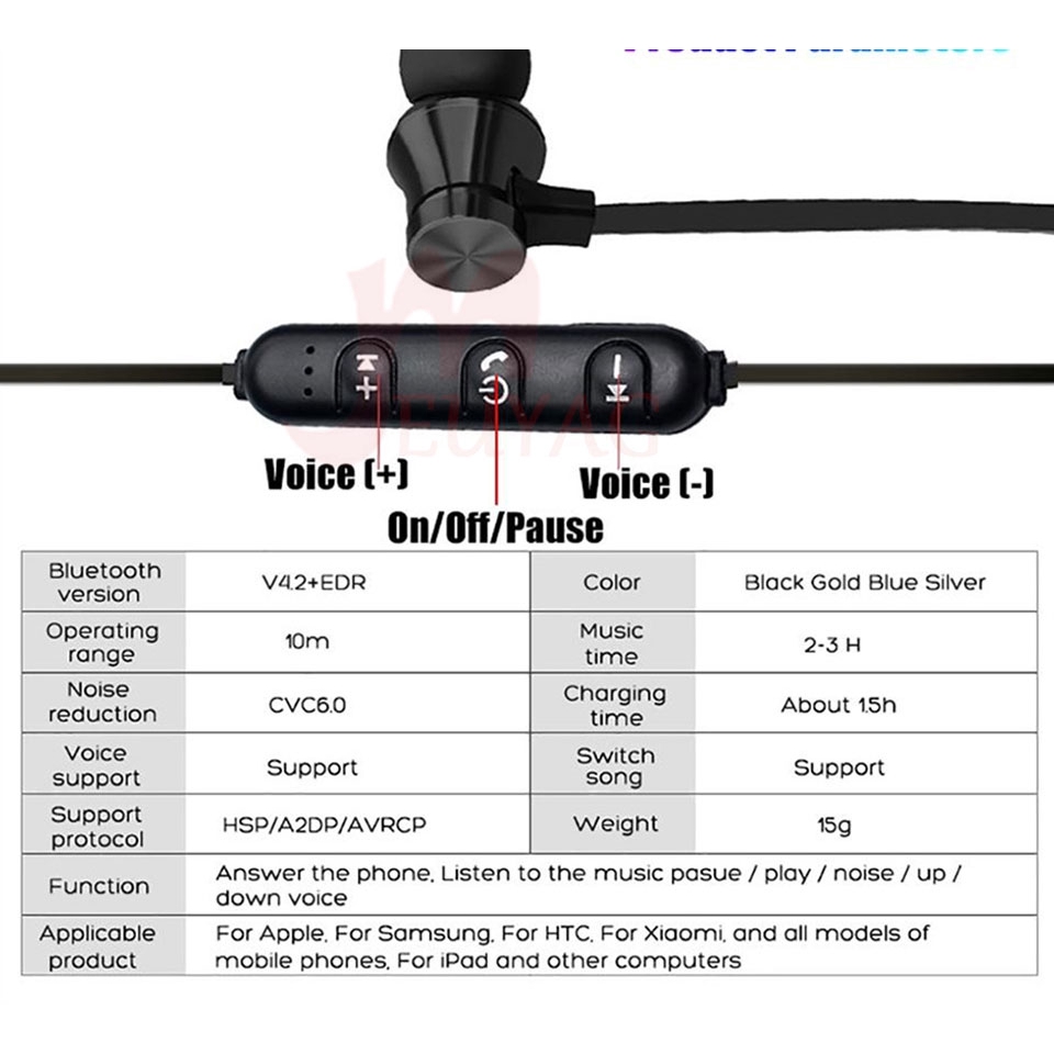 Tai nghe không dây Vitog X11 bluetooth 4.2 có nam châm phong cách thể thao