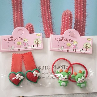 SET 2 CỘT TÓC+2 KẸP BẤM TÓC CHO BÉ GÁI NHÁM