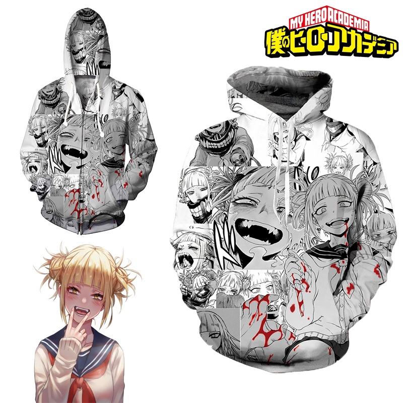 Áo hoodie nam kiểu chui đầu in hình nhân vật Himiko Toga độc đáo