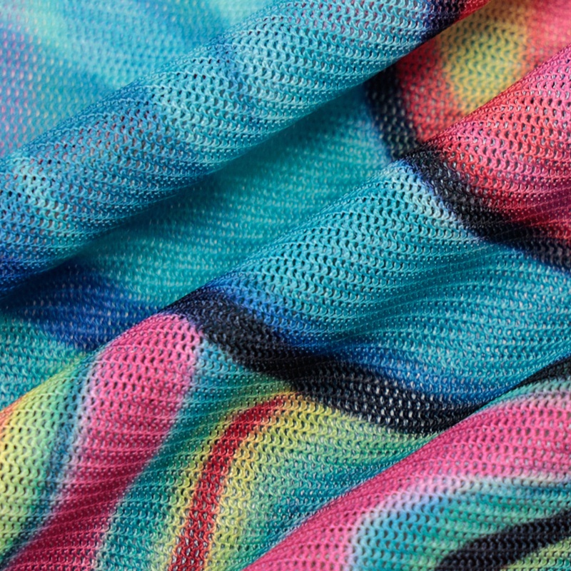 Brroa Đầm Mini Ôm Dáng Tay Dài Khoét Lỗ Hở Lưng In Sọc Cầu Vồng Gợi Cảm Cho Nữ Dự Tiệc Clu