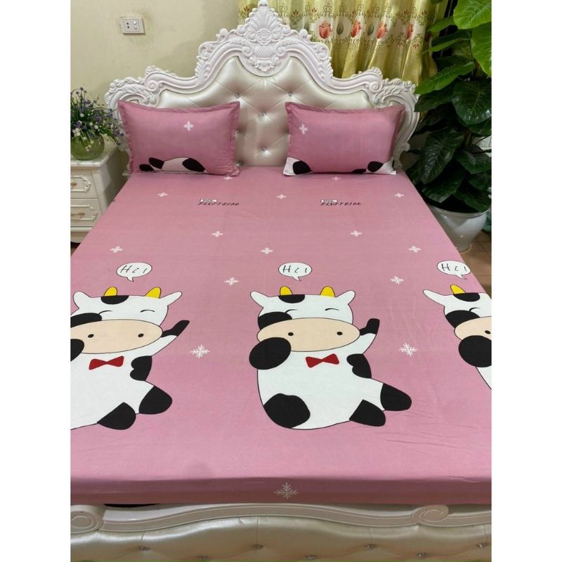 Trọn Bộ ga gối chải giường 3 món 1 ga chun m6 m8 2 vỏ gối đầu như hình nhiều mẫu mới khách chọn mẫu thoải mái