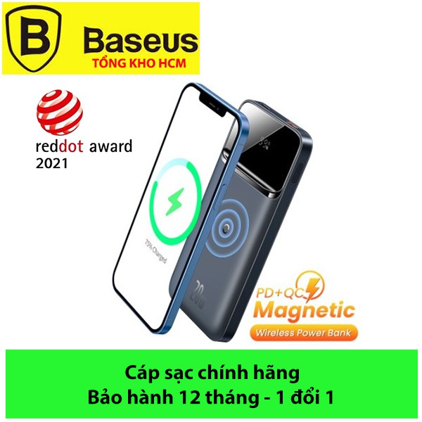 [Mẫu mới 2021]Pin dự phòng sạc không dây tích hợp nam châm Baseus Magnetic Wireless Quick Charging Power Bank (10000mAh)