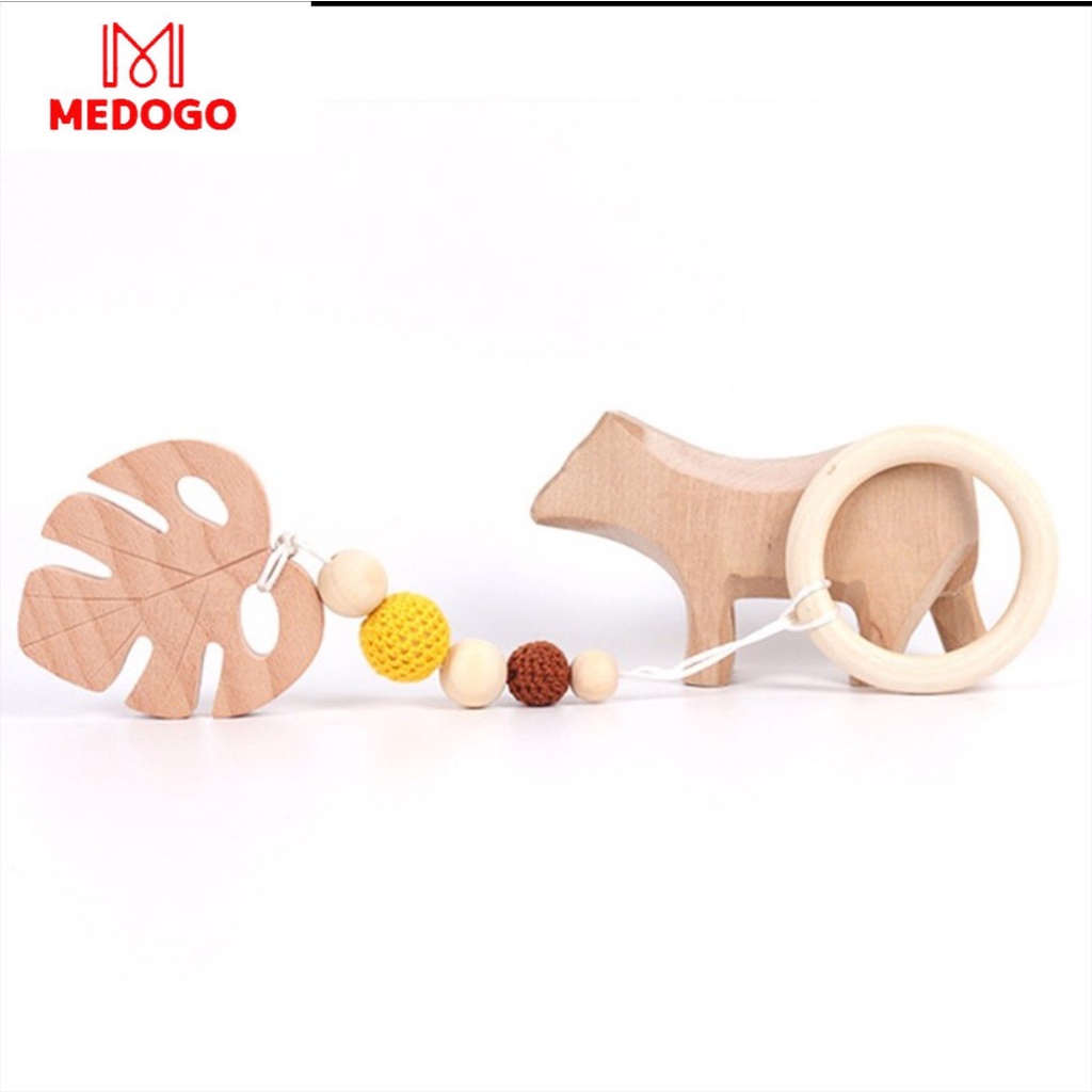 Bộ 4 móc treo đồ chơi gỗ MEDOGO treo nôi gắn kệ chữ A cho bé với đủ màu sắc đa dạng