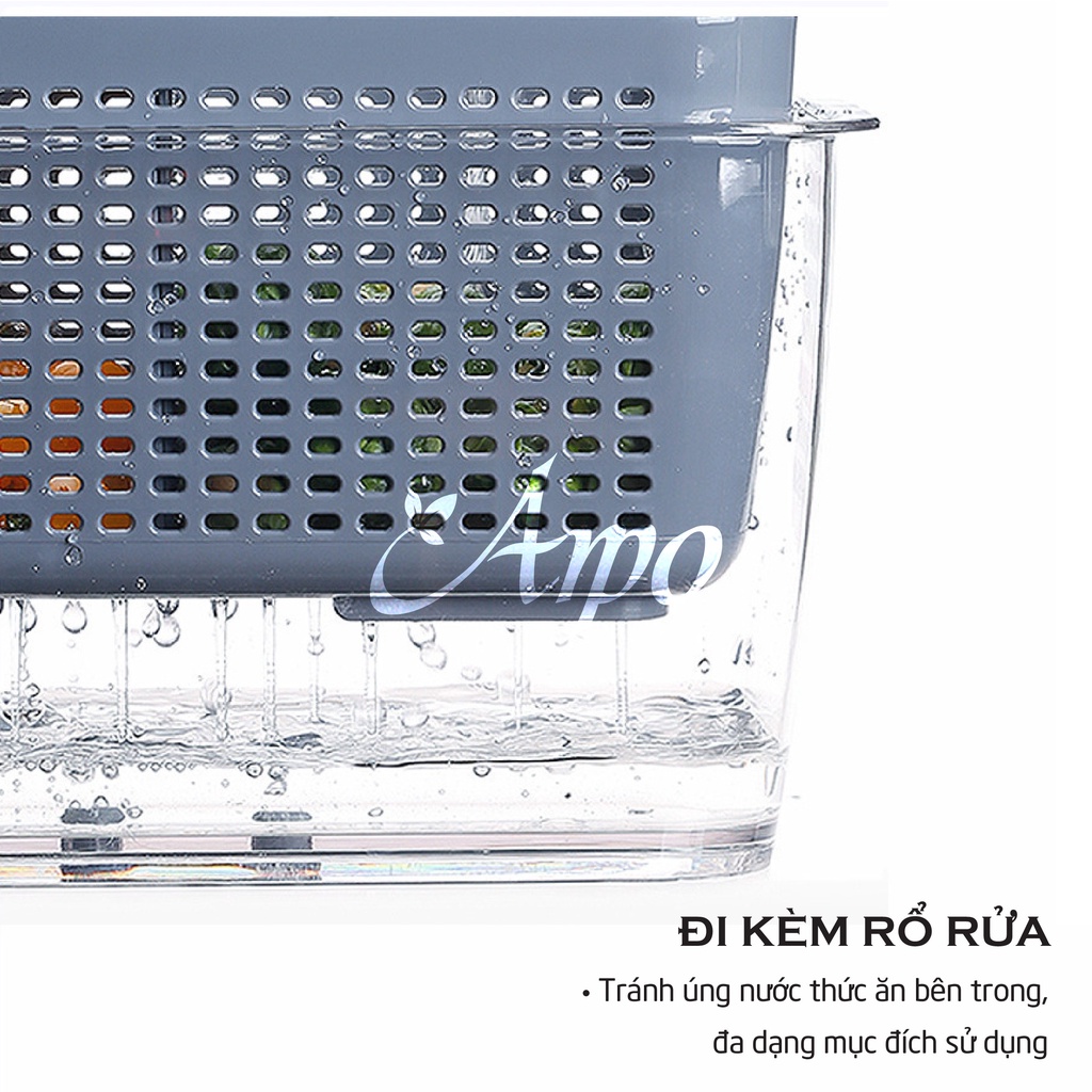 Hộp Nhựa Đựng Đồ Ăn Tủ Lạnh SHIMOYAMA Trong Suốt, Có Lỗ Thoáng Khí, 2 Ngăn Đựng Trong Hộp, Dung Tích 1.7 Lít
