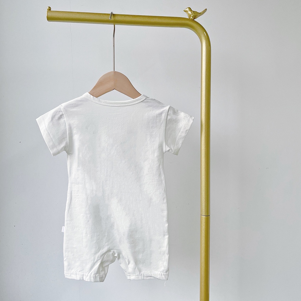 Bộ Áo Liền Quần Vải Cotton Tay Ngắn In Họa Tiết Dễ Thương Cho Bé Trai Sơ Sinh
