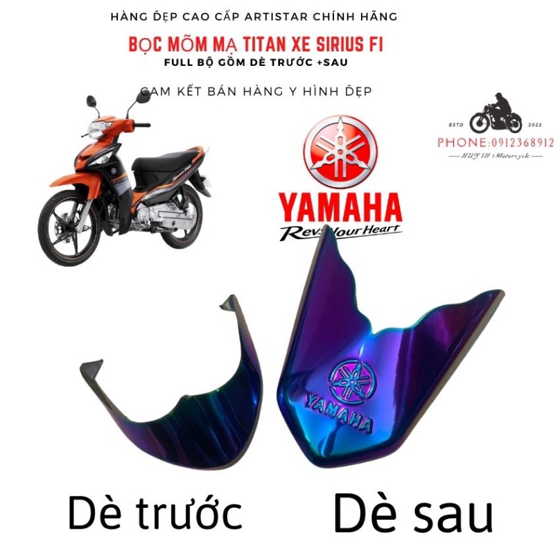 Bịt Mỏ Bịt Đuôi Dè Sirius FI, Bọc Mõm Dè Sirius FI, Ốp Mỏ Dè Sirius FI ( Inox mạ tian xanh)