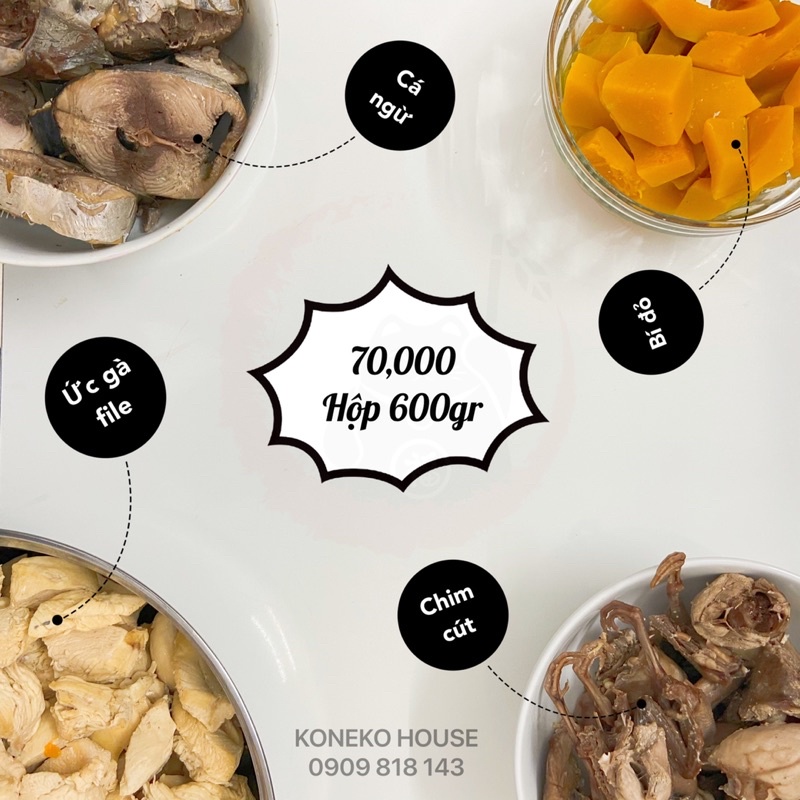 Pate hỗn hợp thịt nấu chín cho mèo hộp 600gr