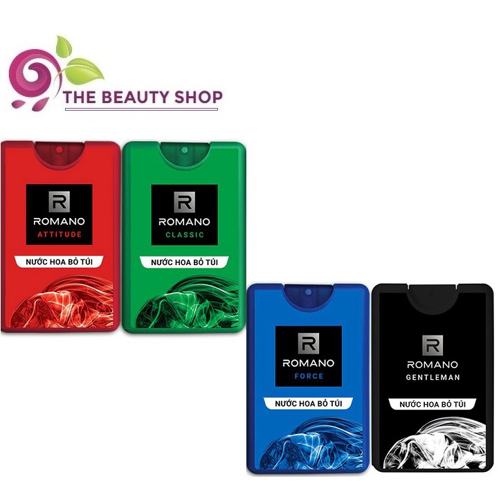 Lẻ 1 Nước Hoa bỏ túi Romano: Classic, Attitude, Force, Gentleman 18ml (Tách từ set hàng tặng)