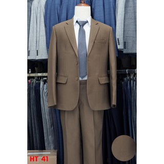 bộ vest nam trung niên màu nâu sáng, tặng kèm cà vạt lụa caoo cấp, áo 3 lớp,mềm mịn, không xù lông
