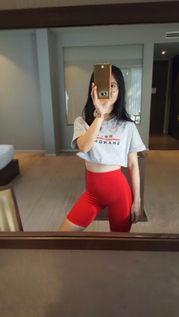 Quần biker short lưng cao Fila xách tay