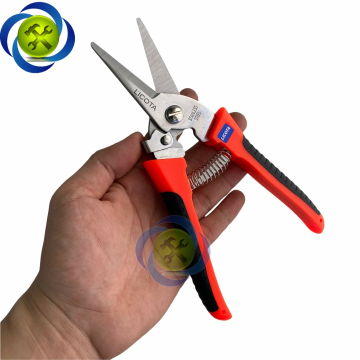 Kéo cắt cành mũi nhọn Licota TGP-00248 loai 8 inch dài 200mm màu cam - đen