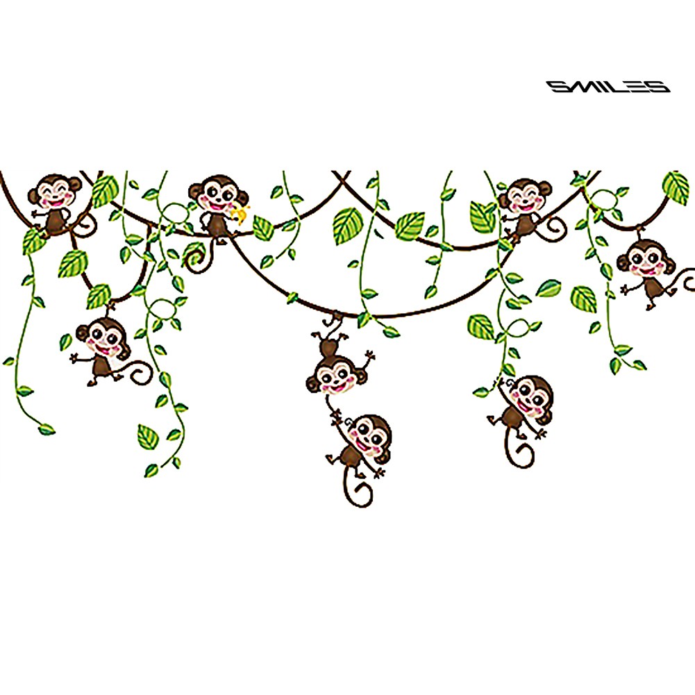 Sticker Dán Tường Họa Tiết Hình Con Khỉ Theo Phong Cách Hoạt Hình Dùng Trang Trí Phòng Cho Trẻ Nhỏ
