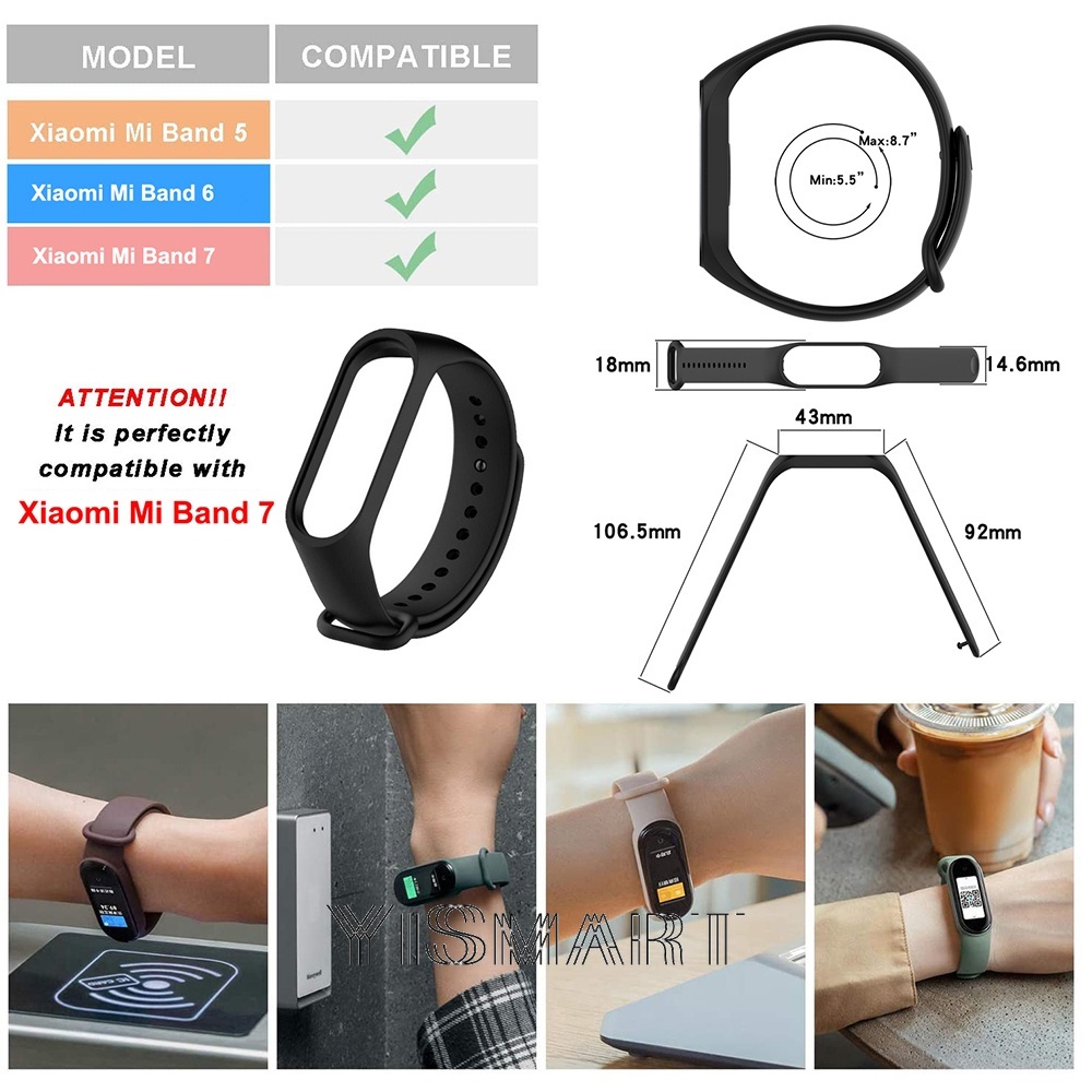 Dây Đeo Thể Thao Bằng Silicone Cho Xiaomi Mi Band 7 Miband 7 6 5 NFC Smart Band 7