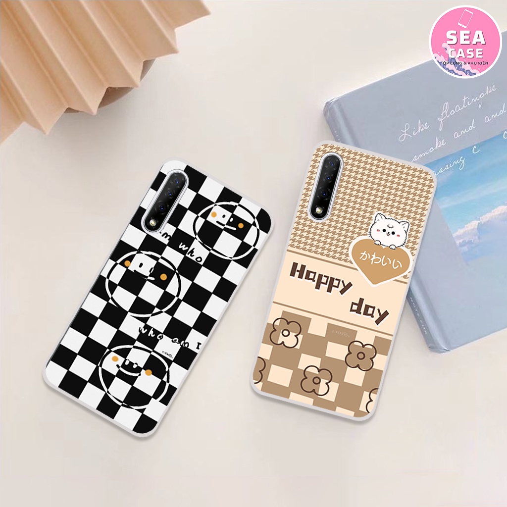 Ốp lưng Vsmart Live hoạ tiết nền kẻ caro thời trang, viền dẻo