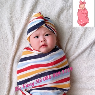 Quấn chũn vải cotton chống giật mình cho bé sơ sinh