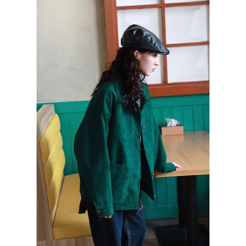 2022 Phong cách Hàn Quốc Thời trang Retro Áo khoác nhung rời