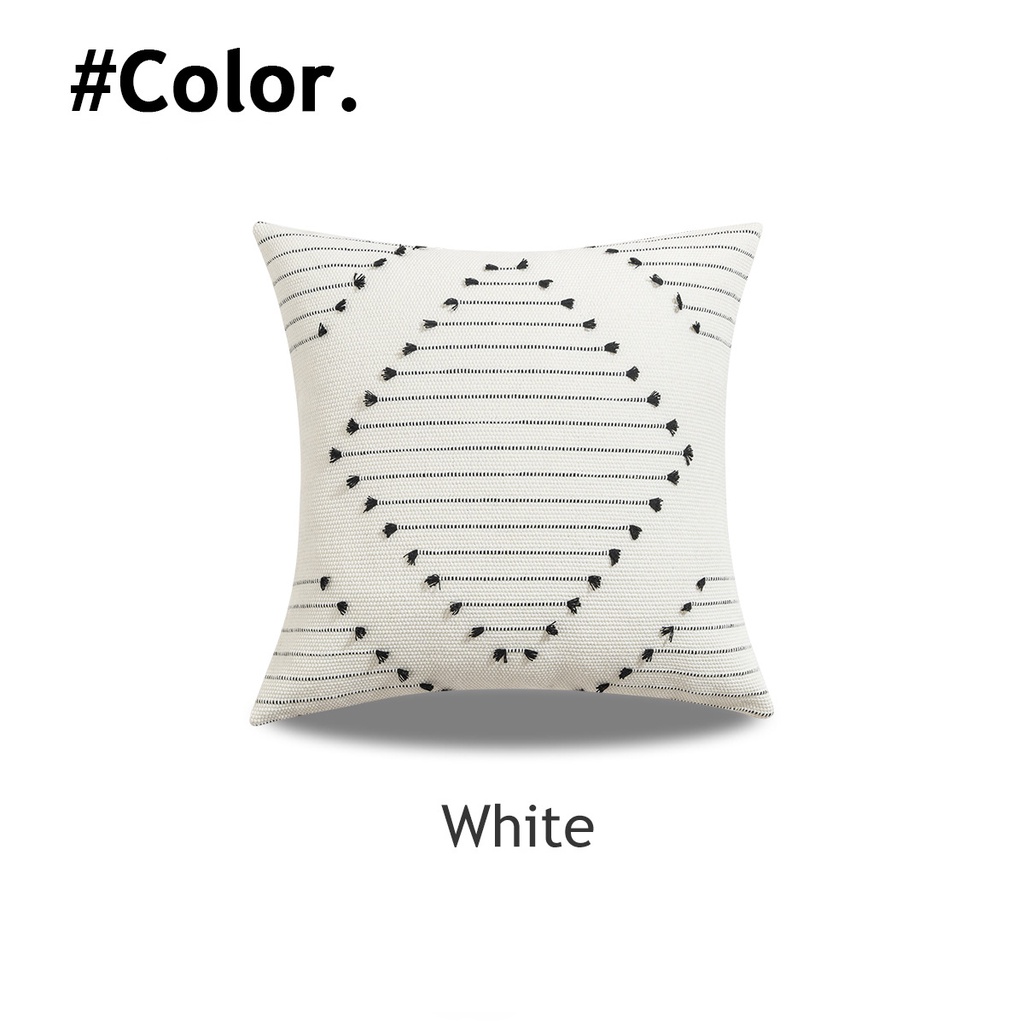 Vỏ Gối Vuông 45x45cm Bằng Cotton Phối Tua Rua Trang Trí Nhà Cửa