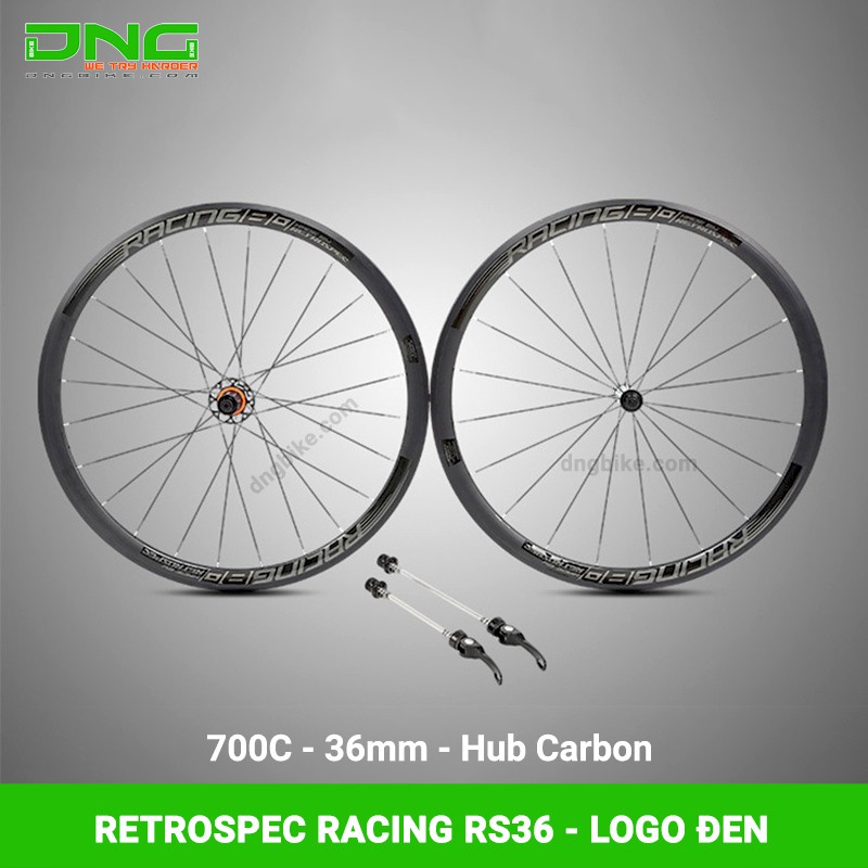 Vành bộ xe đạp đua Retrospec RACING RS36 700c 36mm Hub carbon