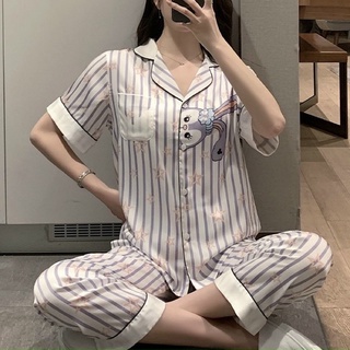 Pyjama cộc dài sọc thỏ xinh