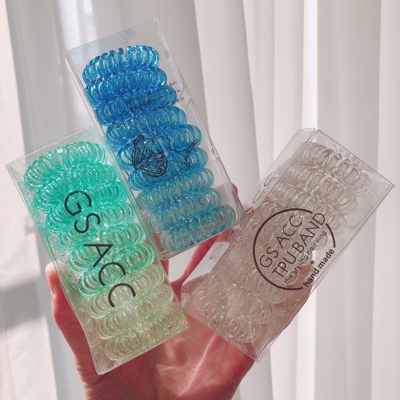 SET BUỘC TÓC LÒ XO MÀU TRONG