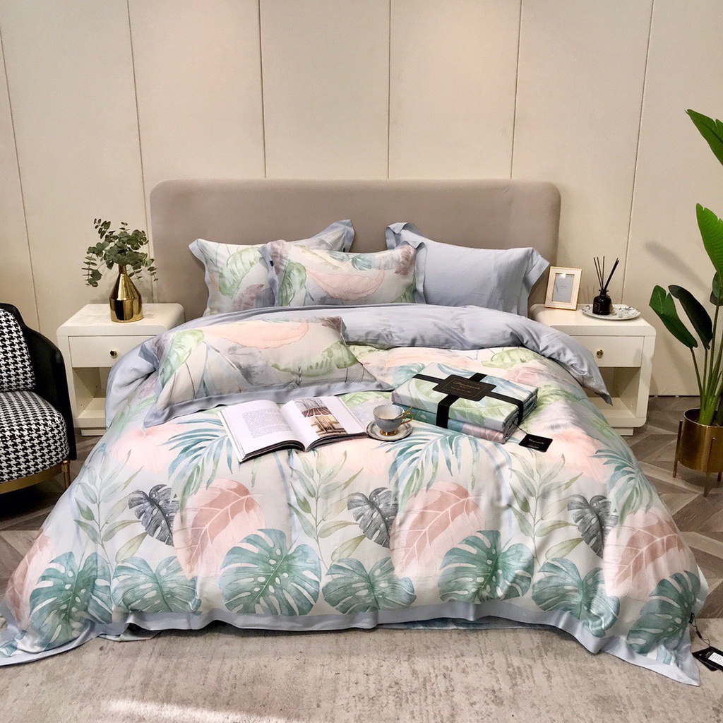 Bộ chăn ga gối Tencel Lụa 60s , Ga giường tencel lụa cao cấp nhiều màu sắc đầy đủ kích thước giường