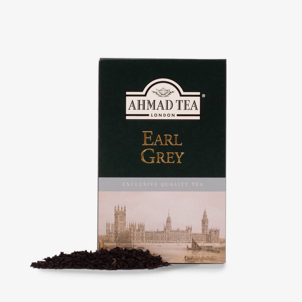 Trà đen Bá Tước hộp giấy 100g - Ahmad Earl Grey Tea 100g (trà lá pha ấm – 100g trà/hộp)